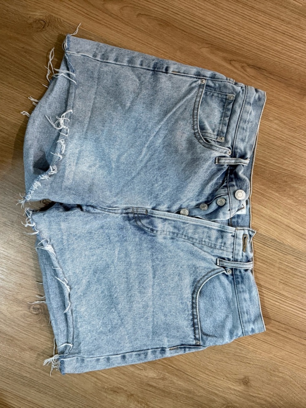 Z Supply Light Blue High-Rise Cutoff Denim Shorts